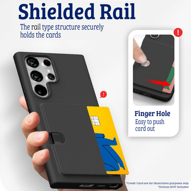 Samsung Galaxy S24 Ultra Compatible Case Cover With Rail 2 Card - Black